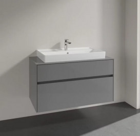 Тумба под раковину Villeroy & Boch Collaro 100х50 см МДФ глянцевый серый C02000FP