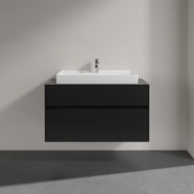 Тумба під раковину Villeroy&Boch Collaro 100х50 см МДФ чорний матовий лак C02000PD