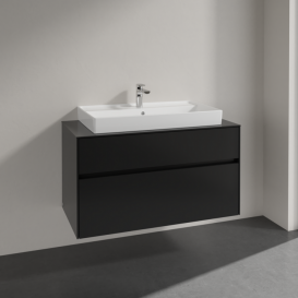 Тумба під раковину Villeroy&Boch Collaro 100х50 см МДФ чорний матовий лак C02000PD
