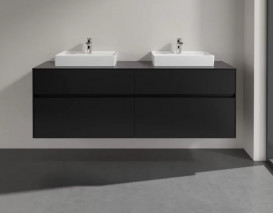 Тумба під раковину Villeroy & Boch Collaro 160х50 см МДФ чорний матовий лак C02100PD