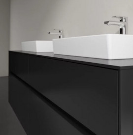 Тумба під раковину Villeroy & Boch Collaro 160х50 см МДФ чорний матовий лак C02100PD