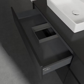 Тумба під раковину Villeroy & Boch Collaro 160х50 см МДФ чорний матовий лак C02100PD