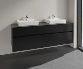 Тумба під раковину Villeroy & Boch Collaro 160х50 см МДФ чорний матовий лак C02100PD