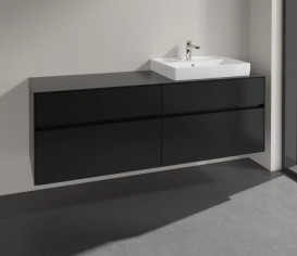 Тумба під раковину Villeroy & Boch Collaro 160х50 см МДФ чорний матовий лак C02300PD
