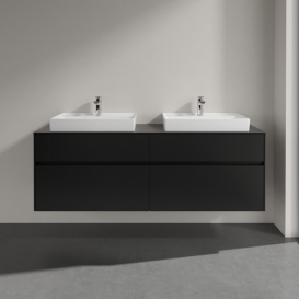 Тумба під раковину Villeroy & Boch Collaro 160х50 см МДФ чорний матовий лак C02400PD