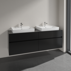 Тумба під раковину Villeroy & Boch Collaro 160х50 см МДФ чорний матовий лак C02400PD