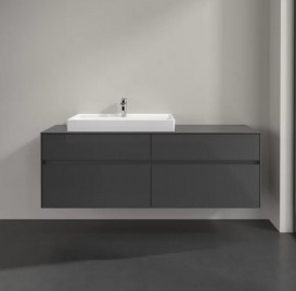 Тумба под раковину Villeroy & Boch Collaro 160х50 см МДФ глянцевый серый C02600FP