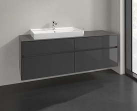 Тумба под раковину Villeroy & Boch Collaro 160х50 см МДФ глянцевый серый C02600FP