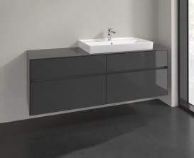 Тумба под раковину Villeroy & Boch Collaro 160х50 см МДФ глянцевый серый C02700FP