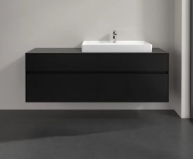 Тумба під раковину Villeroy&Boch Collaro 160х50 см МДФ чорний матовий лак C02700PD