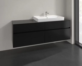 Тумба під раковину Villeroy&Boch Collaro 160х50 см МДФ чорний матовий лак C02700PD