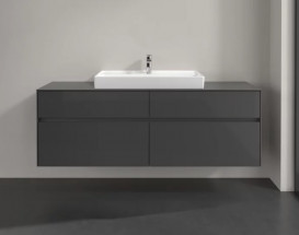 Тумба под раковину Villeroy & Boch Collaro 160х50 см МДФ глянцевый серый C02800FP