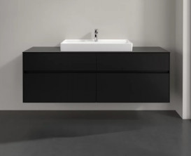 Тумба під раковину Villeroy&Boch Collaro 160х50 см МДФ чорний матовий лак C02800PD