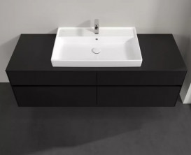 Тумба під раковину Villeroy&Boch Collaro 160х50 см МДФ чорний матовий лак C02800PD