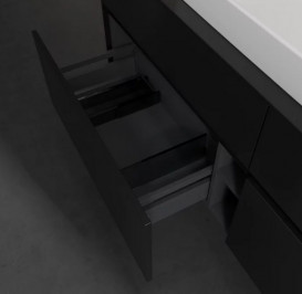 Тумба під раковину Villeroy&Boch Collaro 160х50 см МДФ чорний матовий лак C02800PD