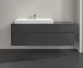 Тумба под раковину Villeroy & Boch Collaro 160х50 см МДФ глянцевый серый C02900FP