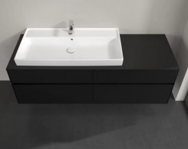 Тумба під раковину Villeroy & Boch Collaro 160х50 см МДФ чорний матовий лак C02900PD