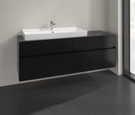 Тумба під раковину Villeroy & Boch Collaro 160х50 см МДФ чорний матовий лак C02900PD