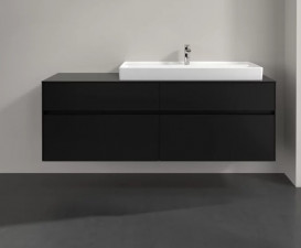 Тумба під раковину Villeroy & Boch Collaro 160х50 см МДФ чорний матовий лак C03000PD