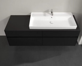 Тумба під раковину Villeroy & Boch Collaro 160х50 см МДФ чорний матовий лак C03000PD