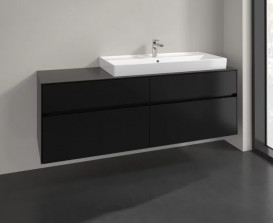 Тумба під раковину Villeroy & Boch Collaro 160х50 см МДФ чорний матовий лак C03000PD