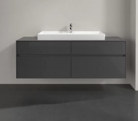 Тумба под раковину Villeroy & Boch Collaro 160х50 см МДФ глянцевый серый C03100FP