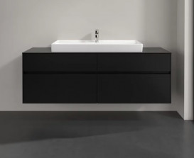 Тумба під раковину Villeroy & Boch Collaro 160х50 см МДФ чорний матовий лак C03100PD