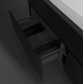 Тумба під раковину Villeroy & Boch Collaro 160х50 см МДФ чорний матовий лак C03100PD