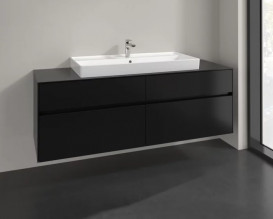 Тумба під раковину Villeroy & Boch Collaro 160х50 см МДФ чорний матовий лак C03100PD