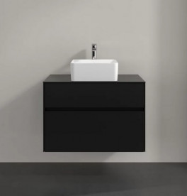 Тумба під раковину Villeroy & Boch Collaro 80х50 см МДФ чорний матовий лак C03700PD