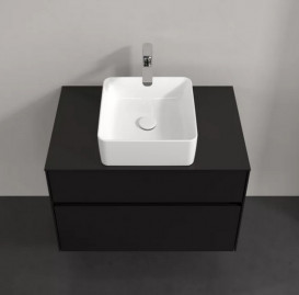 Тумба під раковину Villeroy & Boch Collaro 80х50 см МДФ чорний матовий лак C03700PD