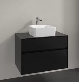 Тумба під раковину Villeroy & Boch Collaro 80х50 см МДФ чорний матовий лак C03700PD