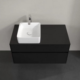 Тумба під раковину Villeroy&Boch Collaro 100х50 см МДФ чорний матовий лак C03900PD