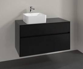 Тумба під раковину Villeroy&Boch Collaro 100х50 см МДФ чорний матовий лак C03900PD