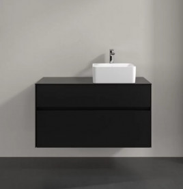 Тумба под раковину Villeroy & Boch Collaro 100х50 см МДФ черный матовый лак C04000PD