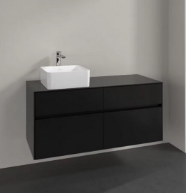 Тумба під раковину Villeroy&Boch Collaro 120х50 см МДФ чорний матовий лак C04200PD