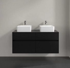 Тумба під раковину Villeroy&Boch Collaro 120х50 см МДФ чорний матовий лак C04400PD