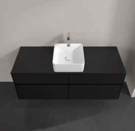Тумба під раковину Villeroy&Boch Collaro 140х50 см МДФ чорний матовий лак C04500PD