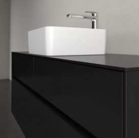 Тумба під раковину Villeroy&Boch Collaro 140х50 см МДФ чорний матовий лак C04500PD