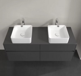 Тумба под раковину Villeroy & Boch Collaro 140х50 см МДФ глянцевый серый C04800FP