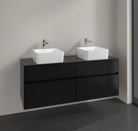 Тумба под раковину Villeroy & Boch Collaro 140х50 см МДФ черный матовый лак C04800PD