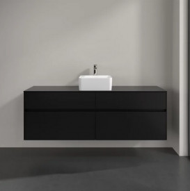 Тумба під раковину Villeroy & Boch Collaro 160х50 см МДФ чорний матовий лак C04900PD