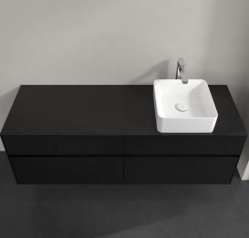 Тумба під раковину Villeroy & Boch Collaro 160х50 см ДСП чорний матовий лак C05100PD
