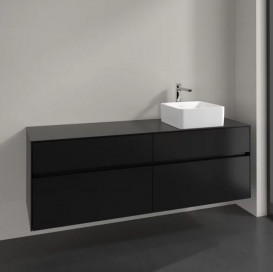 Тумба під раковину Villeroy & Boch Collaro 160х50 см ДСП чорний матовий лак C05100PD