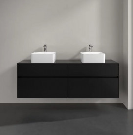 Тумба під раковину Villeroy & Boch Collaro 160х50 см МДФ чорний матовий лак C05200PD