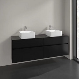 Тумба під раковину Villeroy & Boch Collaro 160х50 см МДФ чорний матовий лак C05200PD