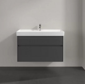 Тумба під раковину Villeroy & Boch Collaro 95,4х44,4 см із підсвічуванням МДФ глянсовий сірий C011B0FP