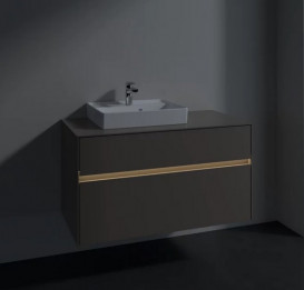 Тумба под раковину Villeroy & Boch Collaro 100х50 см с подсветкой ДСП трюфель серый C014B0VG