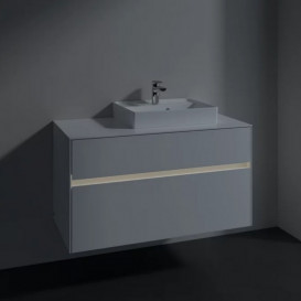 Тумба под раковину Villeroy & Boch Collaro 100х50 см с подсветкой МДФ глянцевый белый C015B0DH