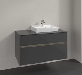 Тумба під раковину Villeroy & Boch Collaro 100х50 см із підсвічуванням МДФ глянсовий сірий C015B0FP
